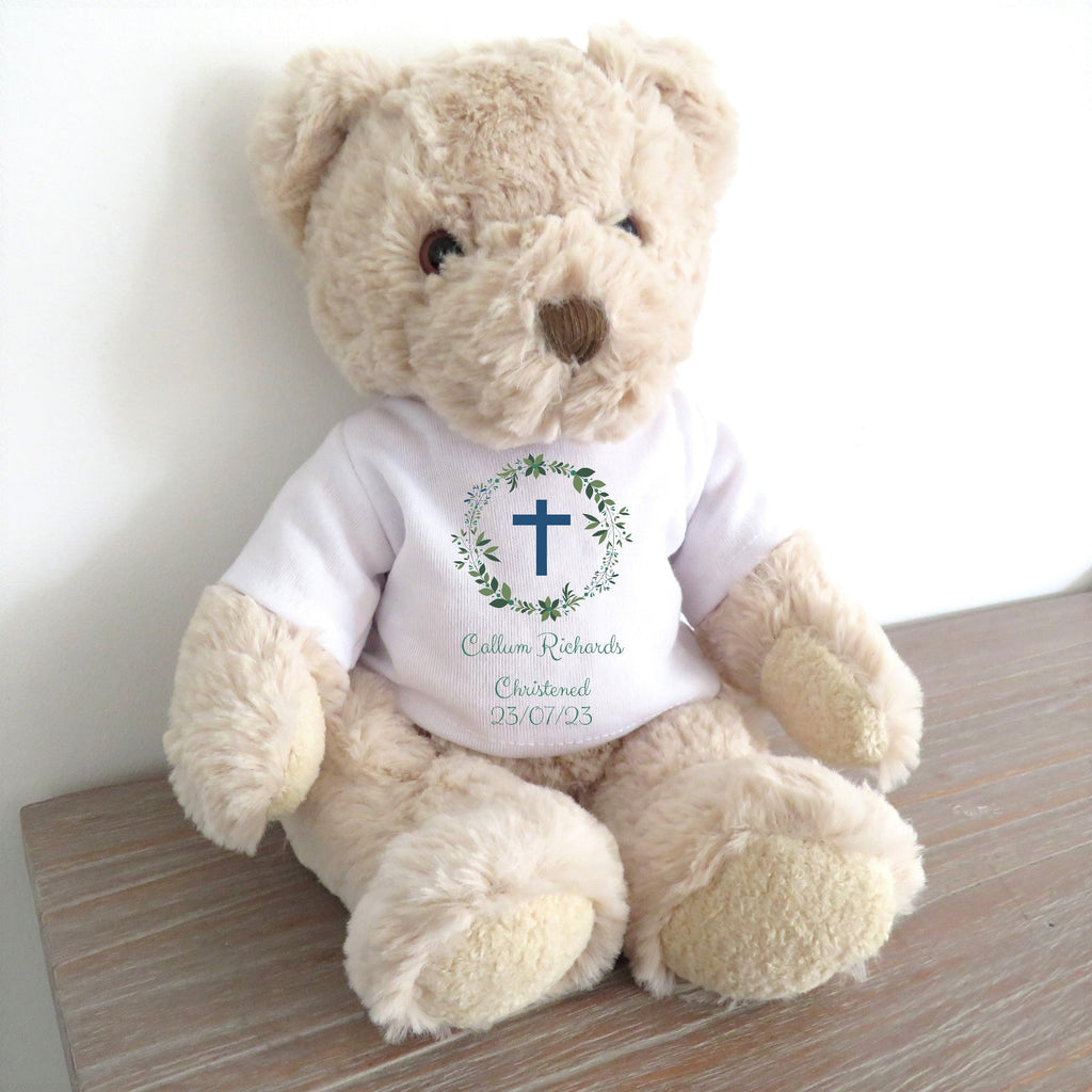 Personalised Christening Teddy & Ceramic Gift Hamper-Baby Girl or Boy UK