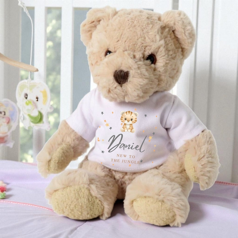 Personalised New to the Jungle Tiger Gift Hamper | Teddy & Baby Vest